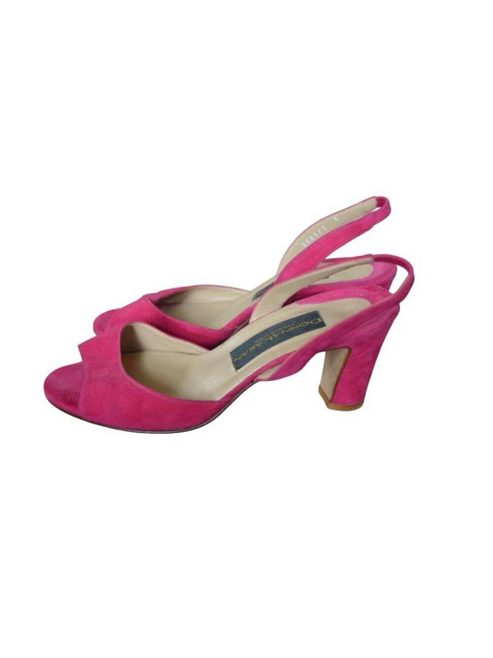Donna Karan Pink Suede Block Heel Sling Back Sandal Pumps Women's Size 6 Summer